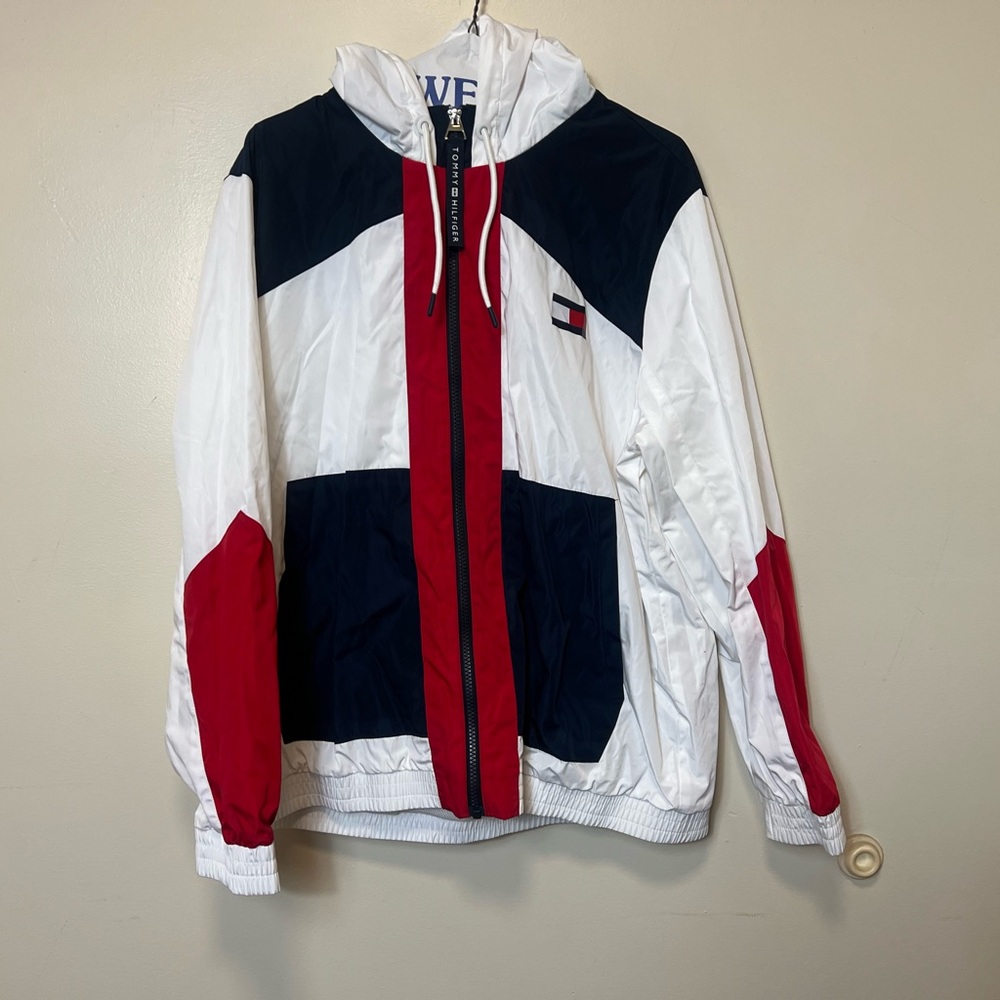 Tommy Hilfiger Red, White, and Blue Windbreaker. Size XL